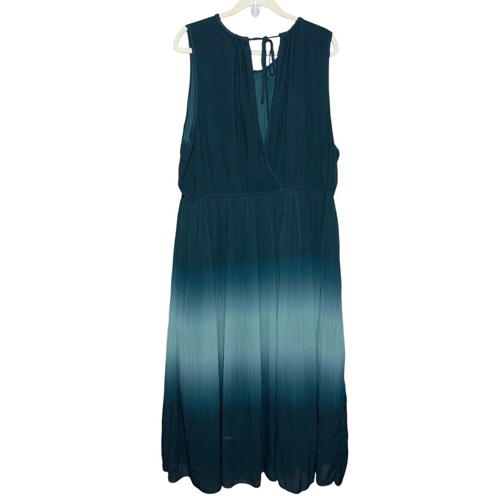 Apricot Ombre Maxi Dress 3X Sleeveless Pleated Boho Keyhole NWOT